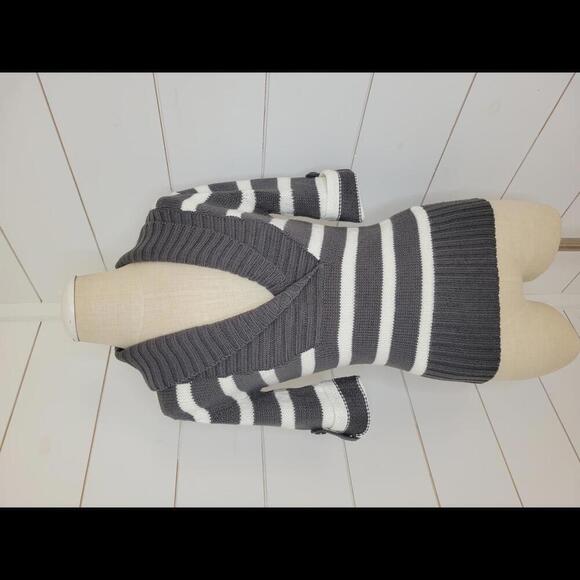 Arizona Jean Co. small grey & white stripe short sleeve sweater Y2K - Picture 1 of 4